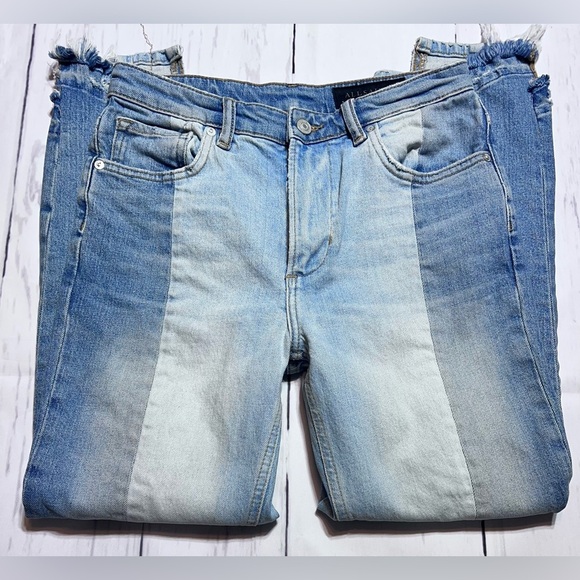 AllSaints Kim Two Toned Asymmetrical Hem Jeans - Picture 3 of 8